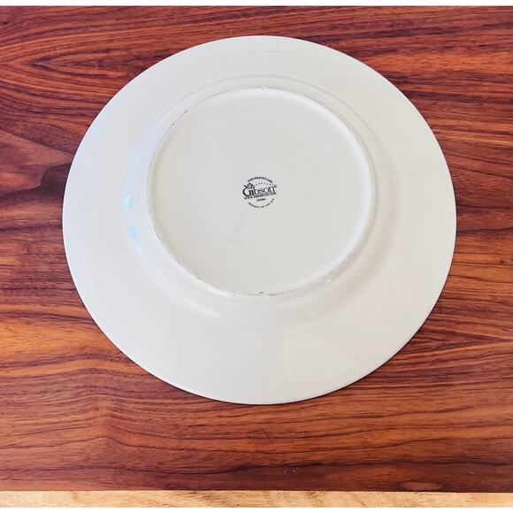 Brewster by Gibson Designs Large Dinner Plate Red Panels Yellow Flowers Rooster - Picture 3 of 5